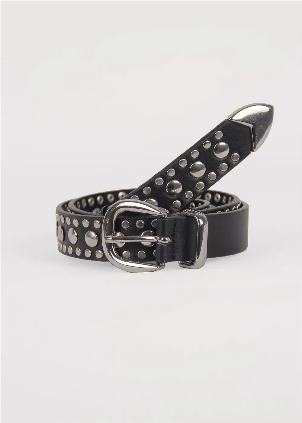 Siyah Metal Rivet Detaylı Kadın Kemer 4 cm