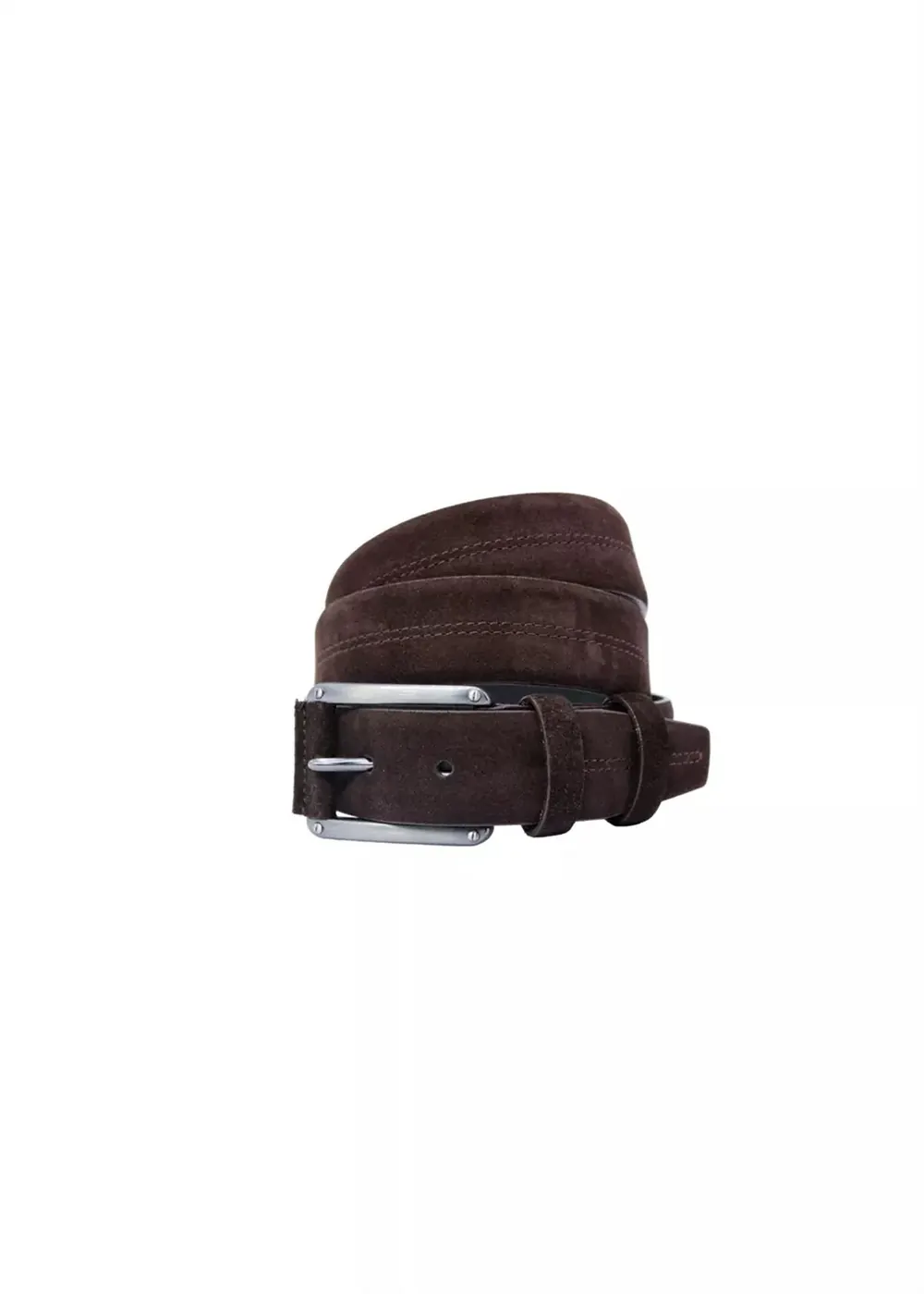 Brauner Wildledergürtel mit Ziernaht klassischer Herrengürtel Großhandel and Export Toptan Kemer Model Detayı