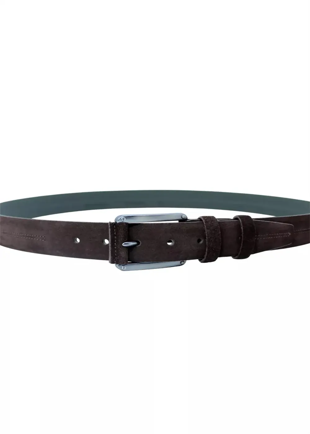 Brauner Wildledergürtel mit Ziernaht klassischer Herrengürtel Großhandel and Export Toptan Kemer Model Detayı